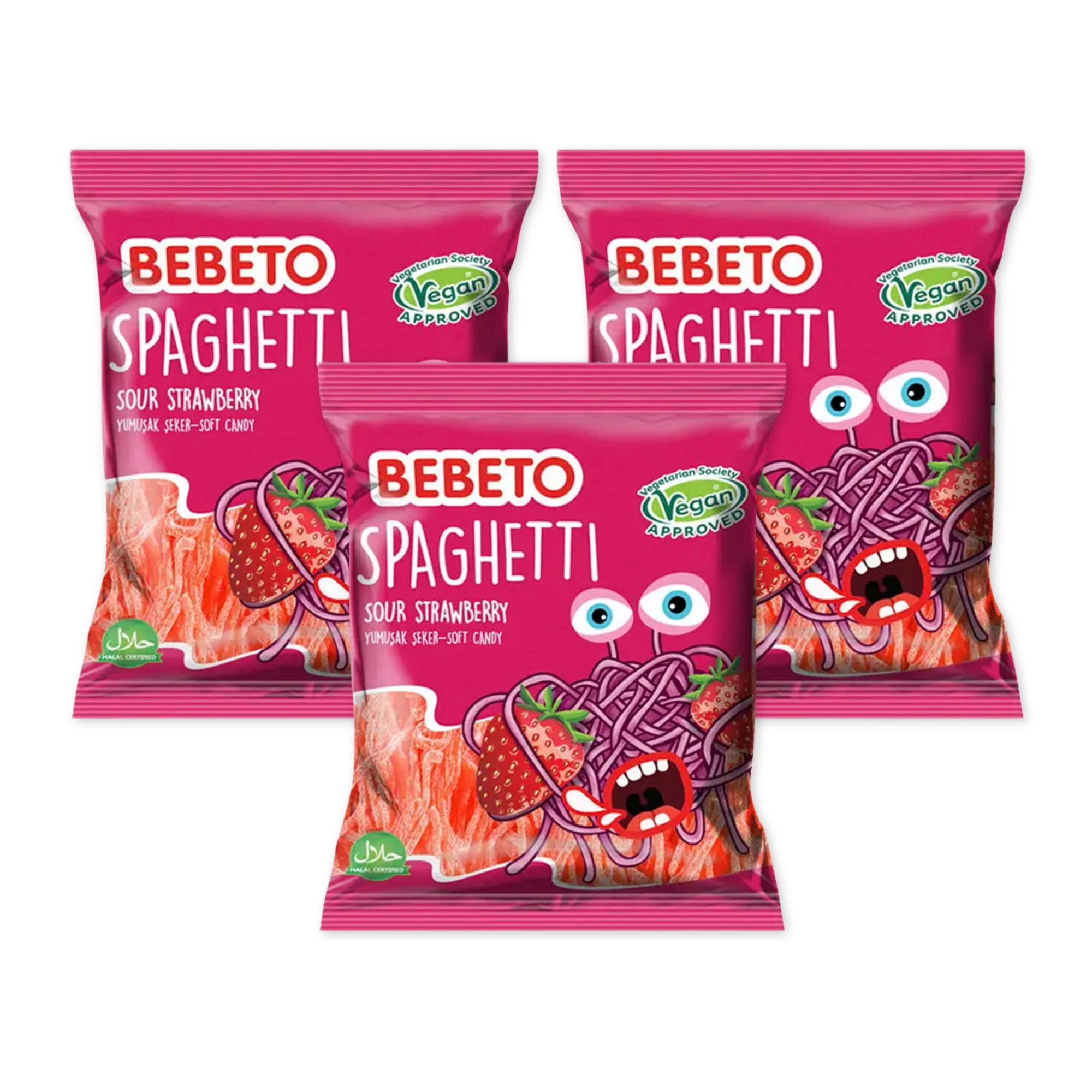 Bebeto Spaghetti Sour Strawberry - Image 2